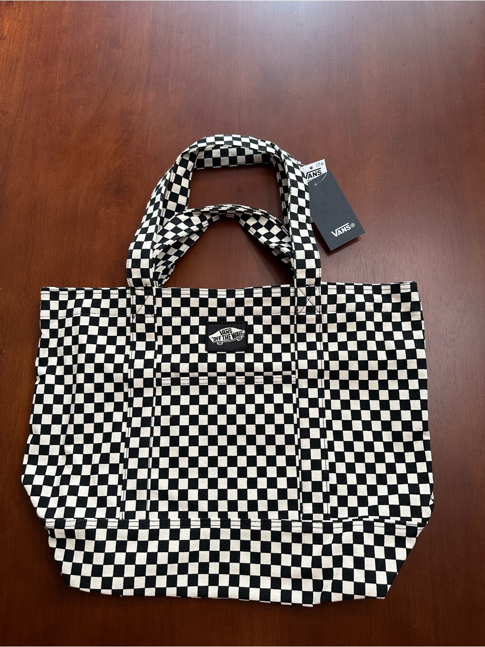 Vans Checkered Zip Tote Bag with Dual Top Handles - Picture 2 of 8